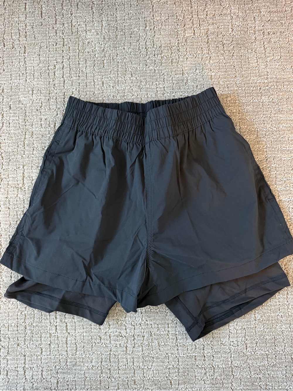 We wore What Windbreaker biker Women's Black Two-Layer Athletic Shorts